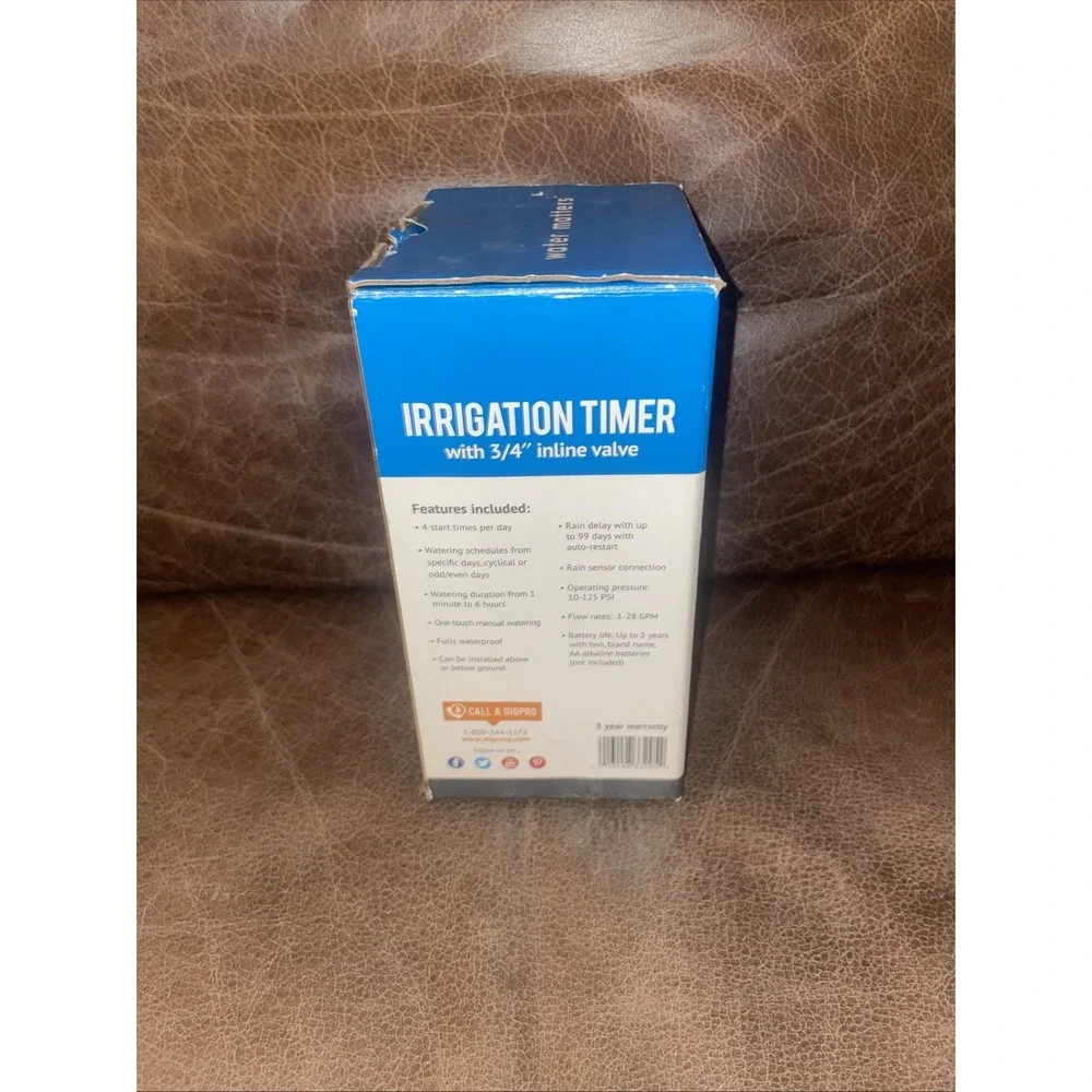 Dig RBC 7000 Battery Powered Irrigation Timer with 3/4 inch Inline Valve